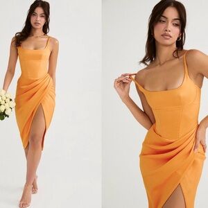 House of cb Bianca Tangerine Orange Draped Dress